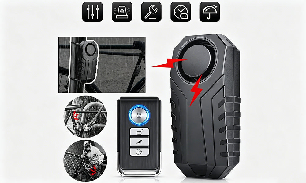 2 Set Wireless Motion Sensor Alarm for Bike Motorcycle Scooter with Remote Control