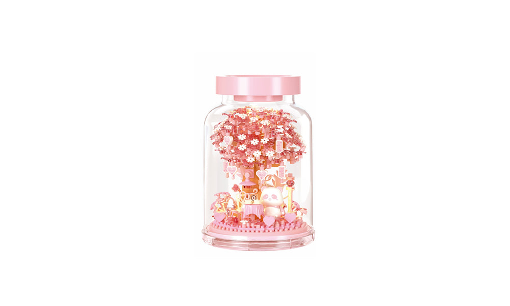 DIY Flower Jar Building Blocks Set Mini Garden Model Kit Decorative Bricks Toy with Light