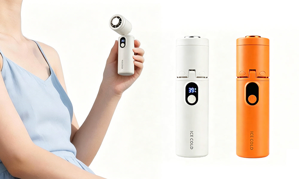 Foldable Handheld Cooling Fan with LED Display for Travel Office