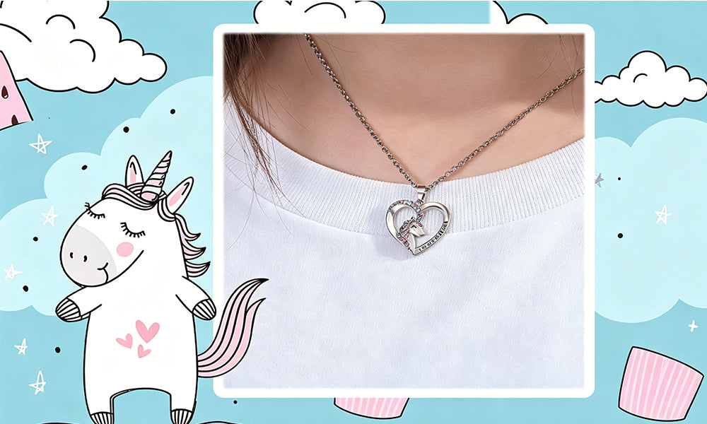 Unicorn Jewelry Set Necklace Bracelet Ring Earrings for Women and Girls