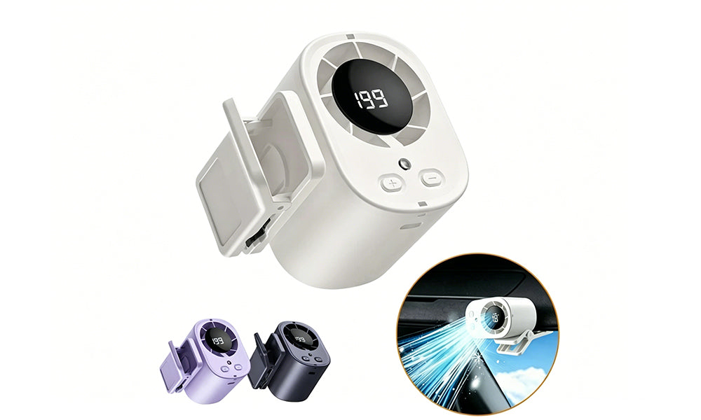 2Pcs Portable Waist Clip Fan Handheld Desk Fan with LED Light