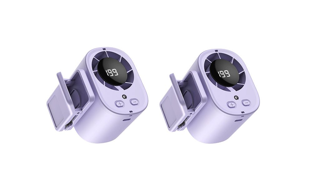 2Pcs Portable Waist Clip Fan Handheld Desk Fan with LED Light