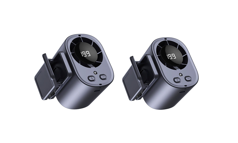 2Pcs Portable Waist Clip Fan Handheld Desk Fan with LED Light