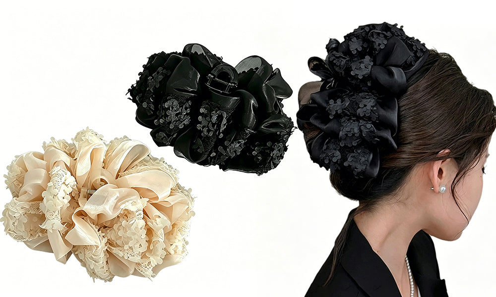 2Pcs Large Bow Hair Claw Clips Fabric Hair Accessories for Women