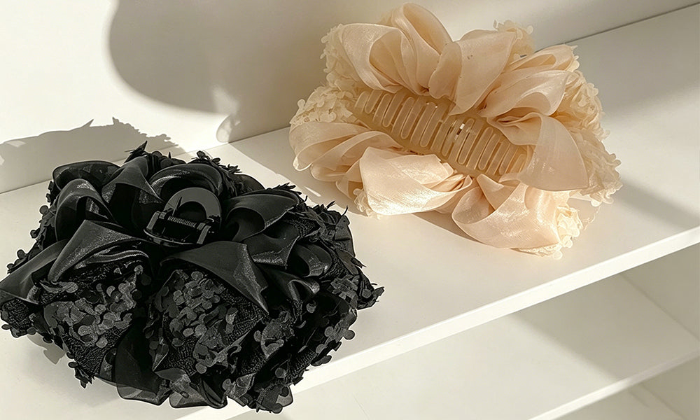 2Pcs Large Bow Hair Claw Clips Fabric Hair Accessories for Women