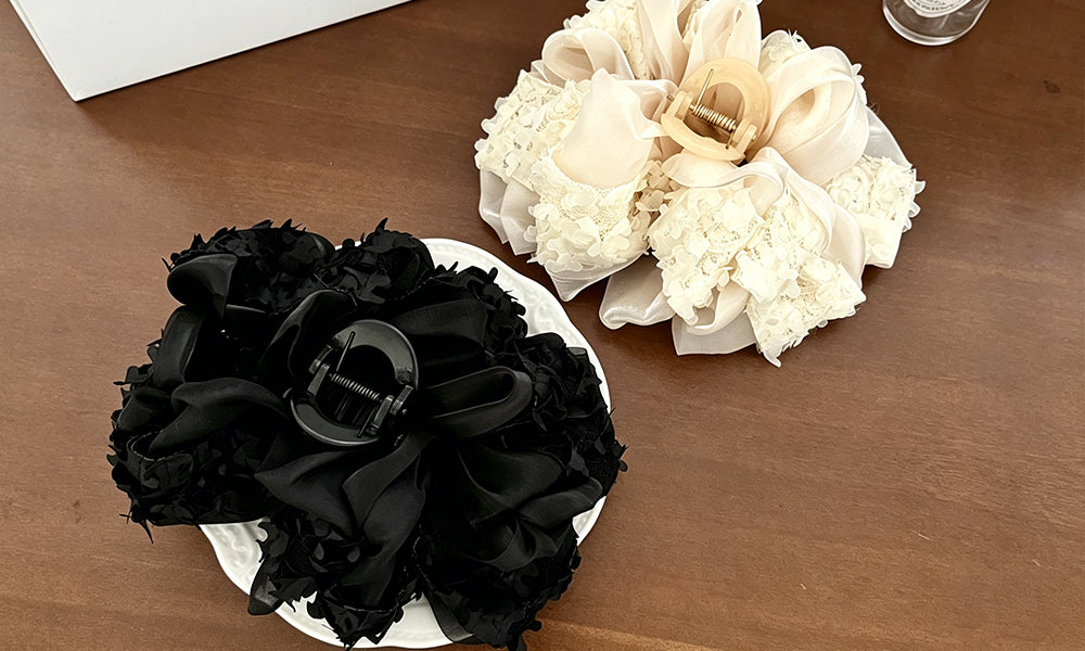 2Pcs Large Bow Hair Claw Clips Fabric Hair Accessories for Women