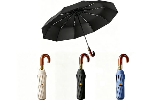 10 Rib Automatic Folding Umbrella Large Canopy Wind Resistant Travel Umbrella Compact Portable Rain Umbrella