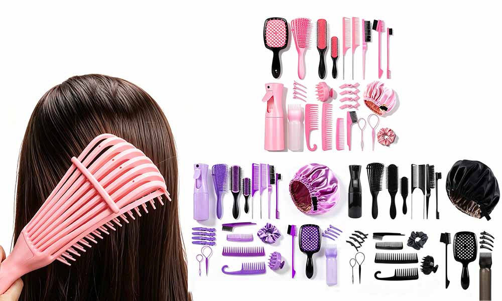 28Pcs Hair Comb And Detangling Brush Set Hair Styling Accessories Kit
