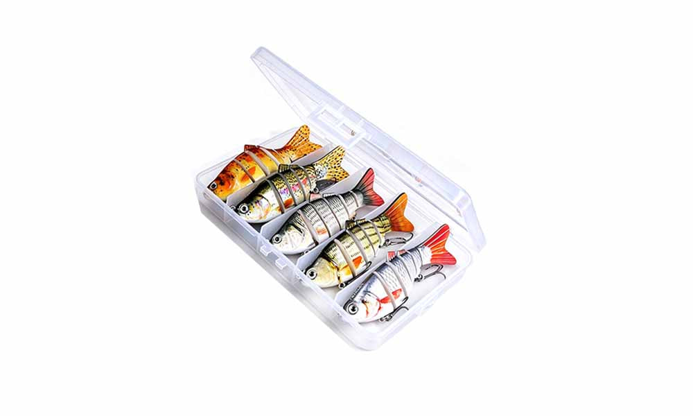 5Pcs Multi Joint Fishing Lure Set with 5 Compartment Lure Box