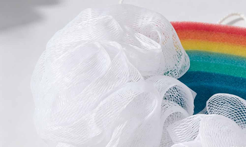 3Pcs Rainbow Mesh Shower Sponge Bath Puffs
