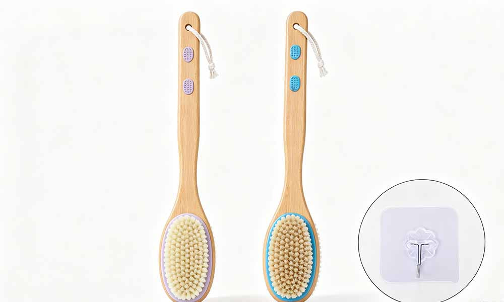 Long Handle Wood Composite Boar Bristle Back Scrubber