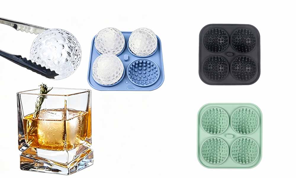 2PCS 4 Grids Silicone Ice Cube Tray Golf Ball Shape Molds Non-stick Spherical Maker