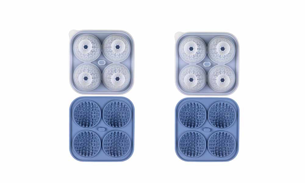 2PCS 4 Grids Silicone Ice Cube Tray Golf Ball Shape Molds Non-stick Spherical Maker