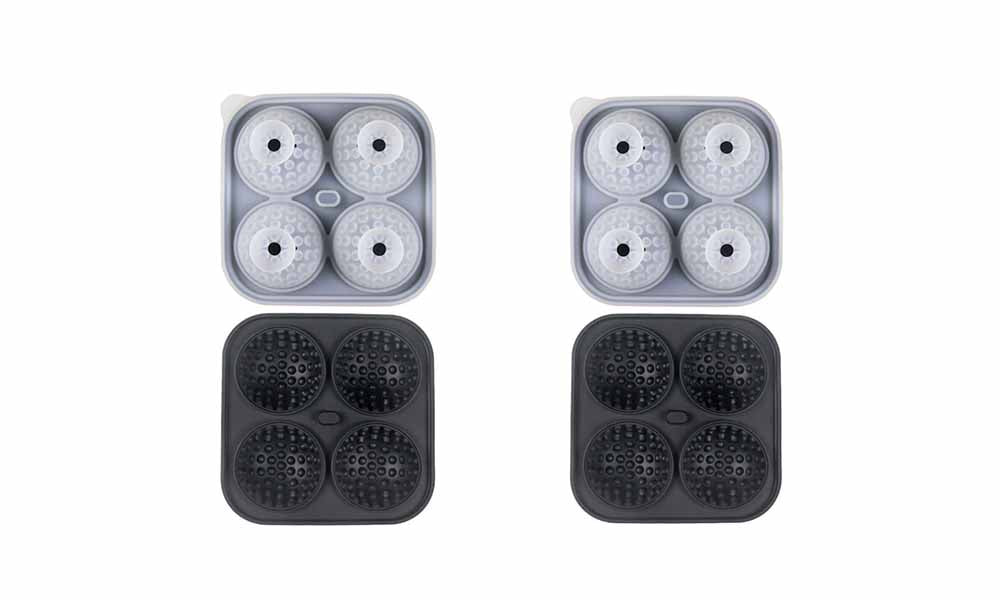 2PCS 4 Grids Silicone Ice Cube Tray Golf Ball Shape Molds Non-stick Spherical Maker