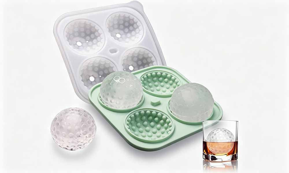 2PCS 4 Grids Silicone Ice Cube Tray Golf Ball Shape Molds Non-stick Spherical Maker