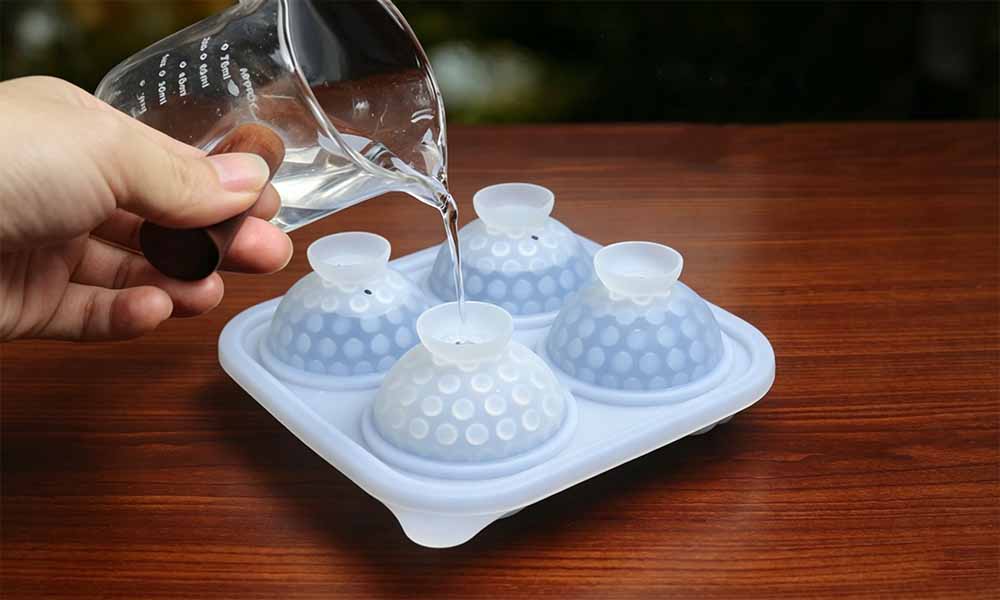 2PCS 4 Grids Silicone Ice Cube Tray Golf Ball Shape Molds Non-stick Spherical Maker