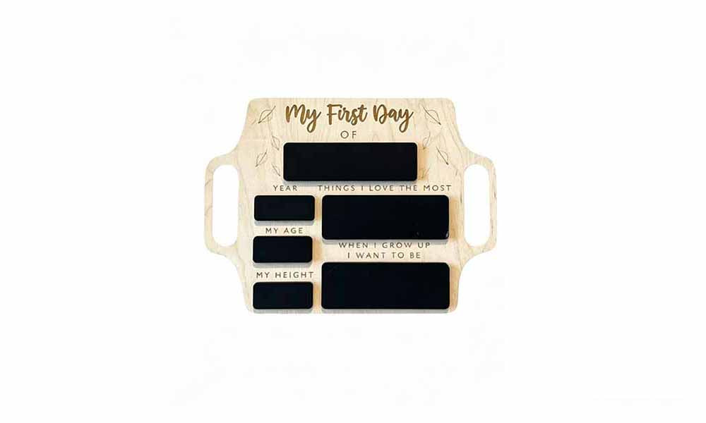 1/2PCS Reusable Engineered Wood Chalkboard Milestone Boards with Handles