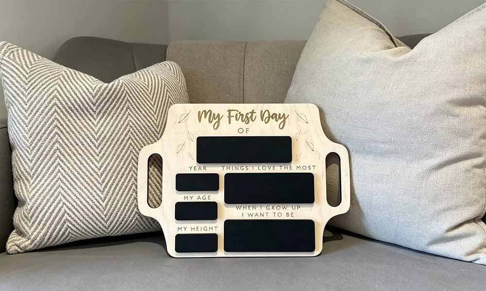 2 Reusable Engineered Wood Chalkboard Milestone Boards with Handles