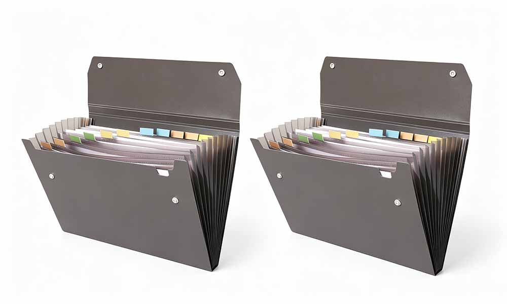 2 PCS Waterproof PP A4 Accordion File Organizers with 12 Compartments