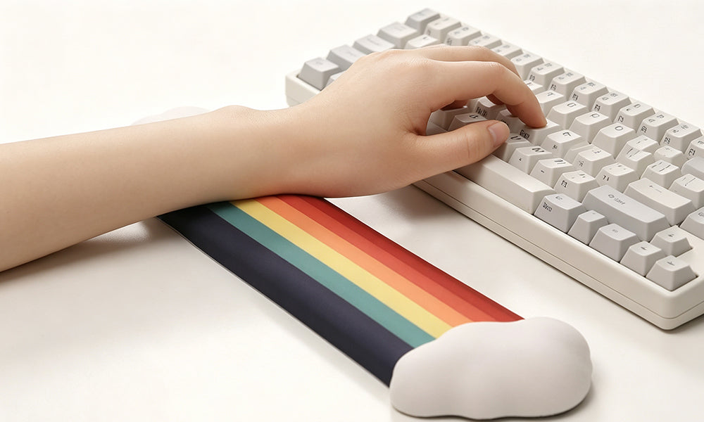 Washable Rainbow Silicone Mouse Pad and Memory Foam Keyboard Wrist Rest Set