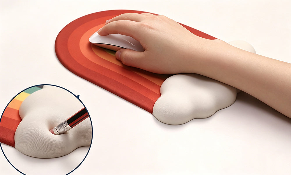 Washable Rainbow Silicone Mouse Pad and Memory Foam Keyboard Wrist Rest Set