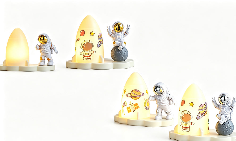 2 PCS DIY Astronaut Night Lights with Stickers Desktop Decorative Lamps