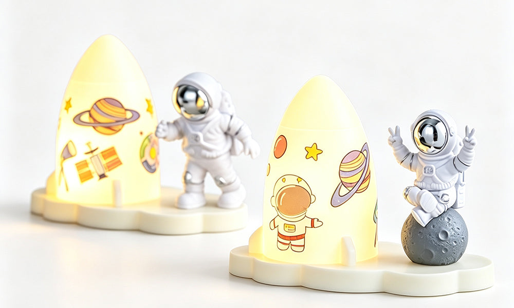 2 PCS DIY Astronaut Night Lights with Stickers Desktop Decorative Lamps