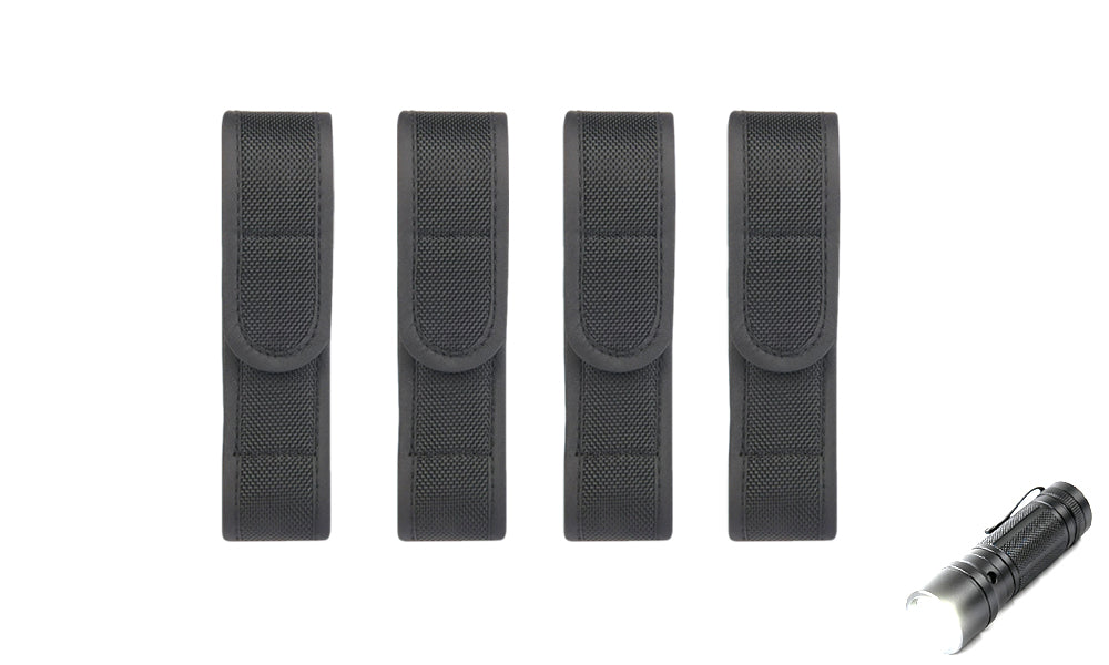 4 PCS EVA Nylon Flashlight Belt Holsters with Hook and Loop Release