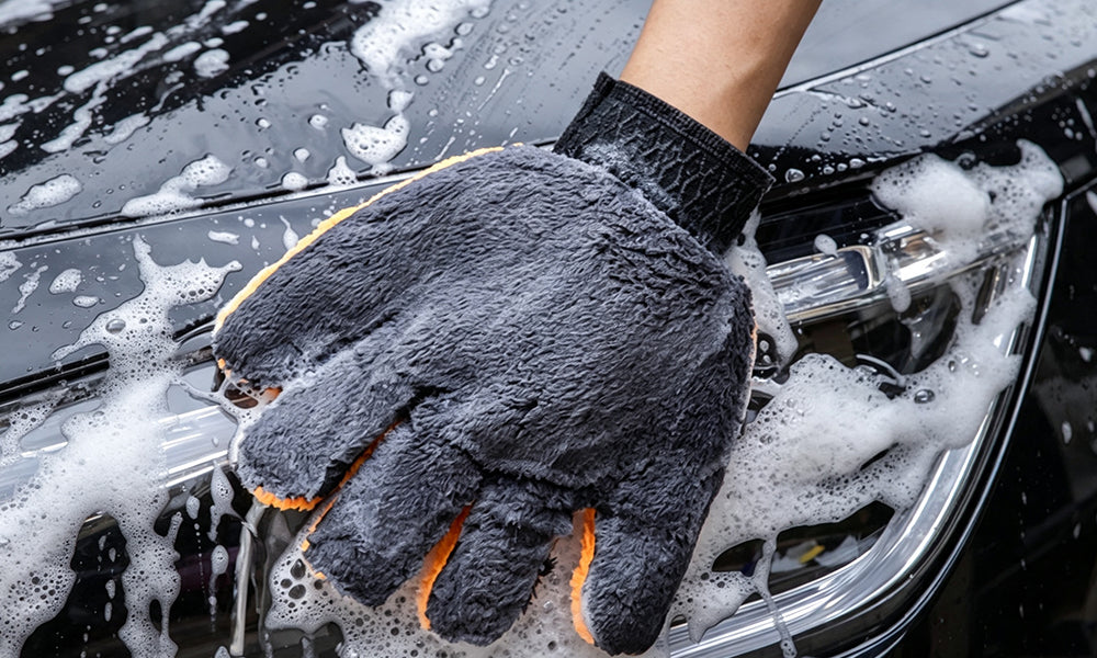 2 PCS Double Sided Coral Fleece 5 Finger Car Wash Gloves