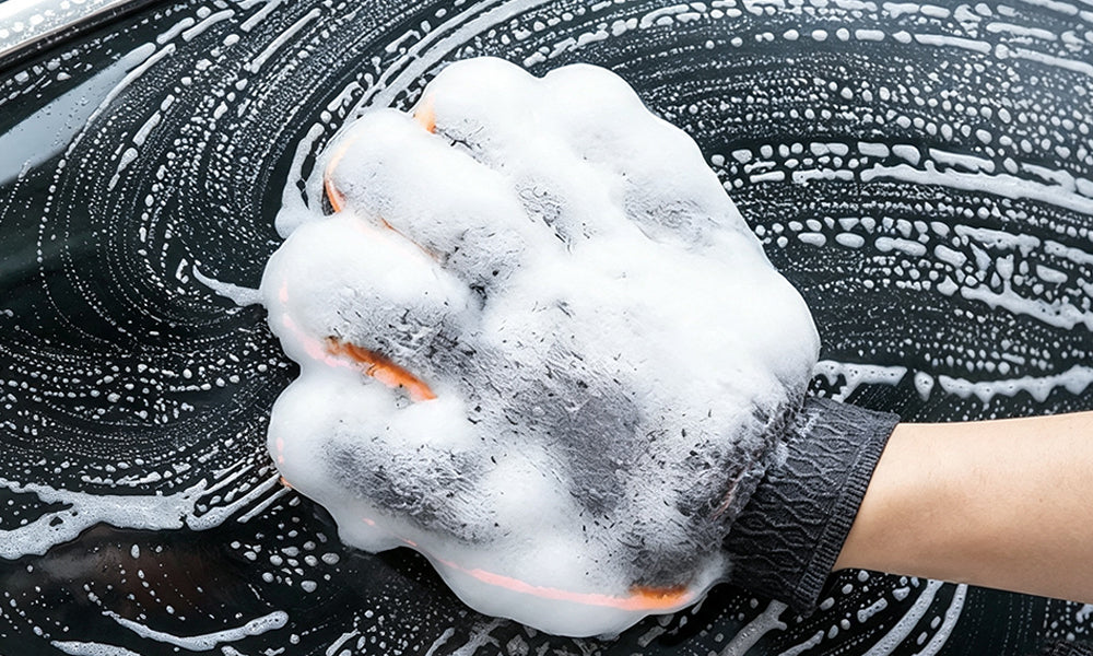 2 PCS Double Sided Coral Fleece 5 Finger Car Wash Gloves