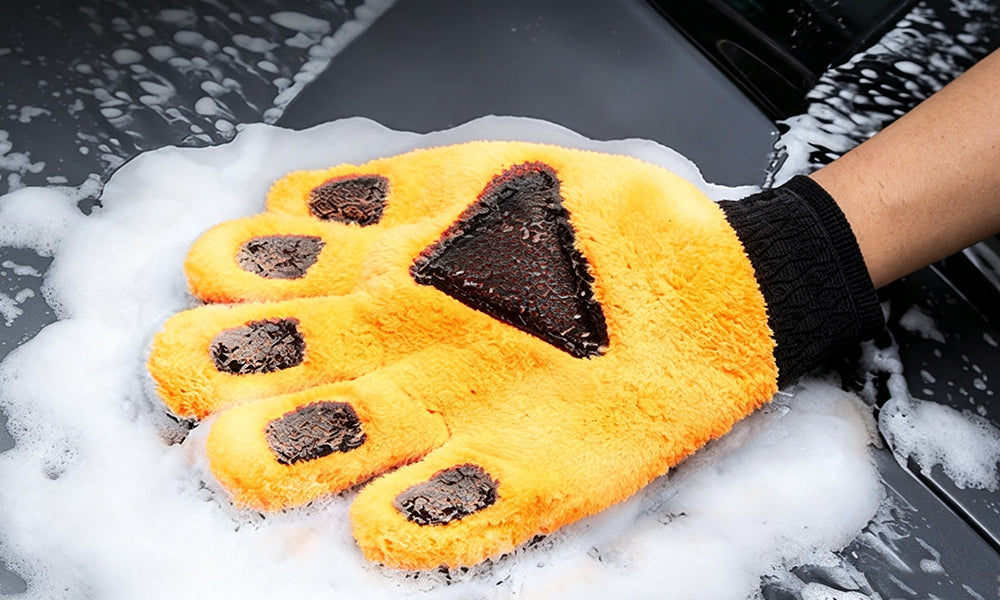 2 PCS Double Sided Coral Fleece 5 Finger Car Wash Gloves