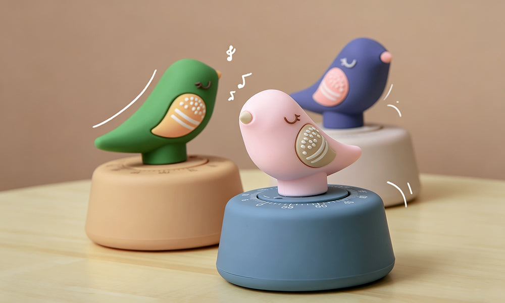 Mechanical Bird Shaped 60 Minute Wind Up Timer with Auto Stop Bell
