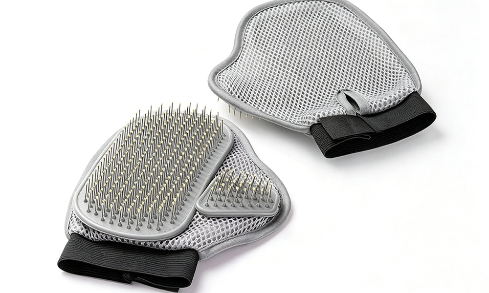 2 PCS Double Sided Silicone Pet Grooming Brush Gloves