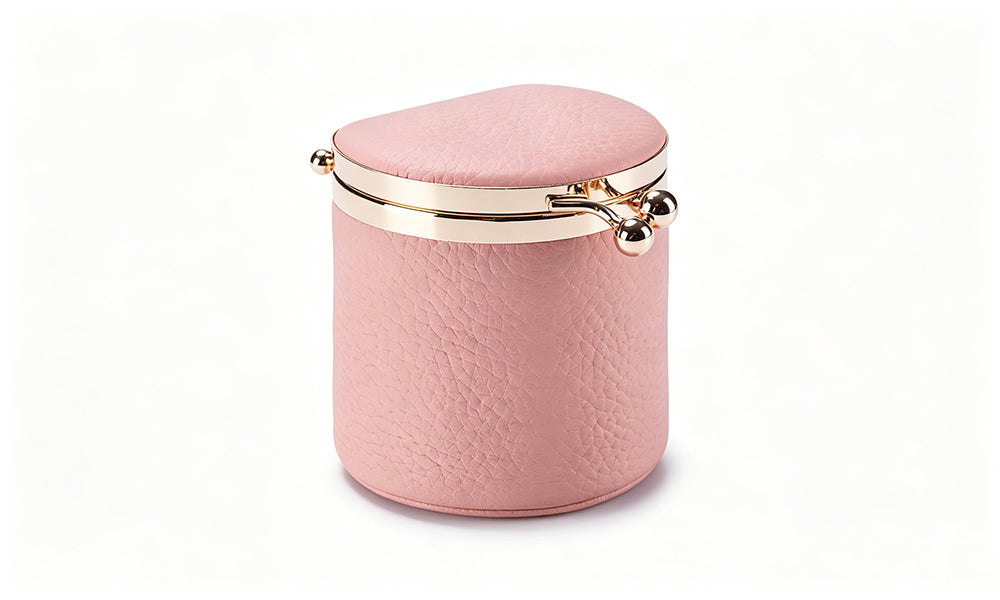 Genuine Leather Kiss Lock Coin and Jewelry Pouch with Inner Strap