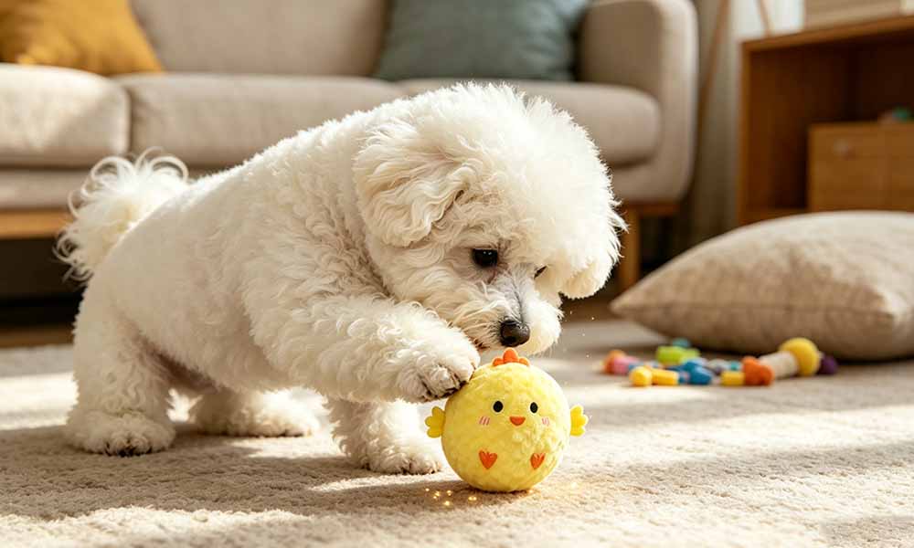 3 PCS Squeaky Plush Dog Toys with TPR Balls in Pig Chick Bee Shapes