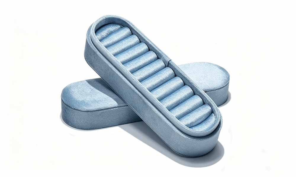 Velvet Ring Earring Jewelry Storage Box with Sponge Compartments