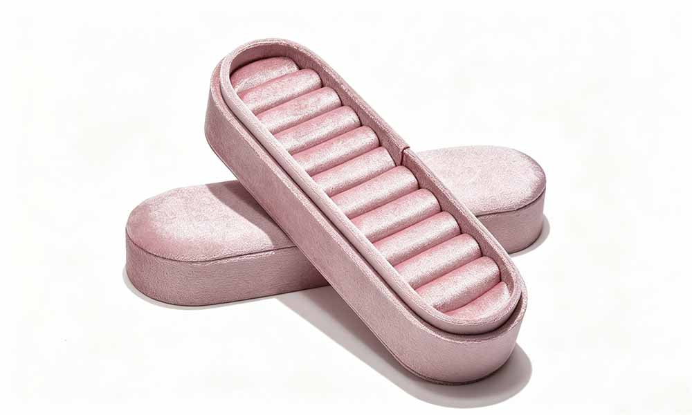 Velvet Ring Earring Jewelry Storage Box with Sponge Compartments
