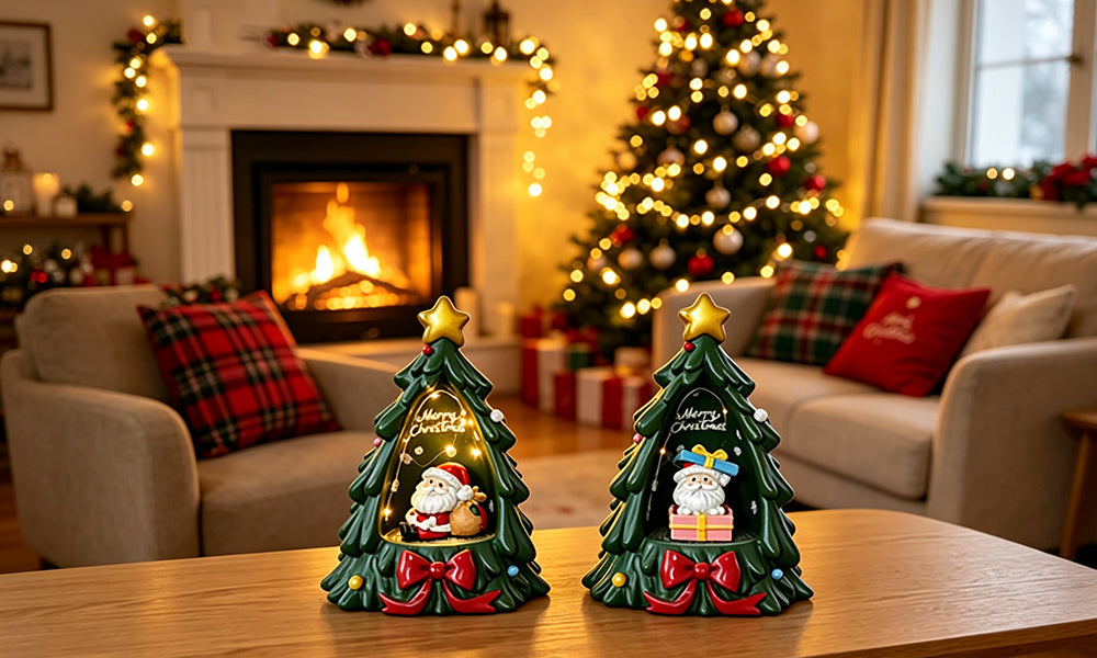 Christmas Tree Resin Ornament for Home Living Room Decoration