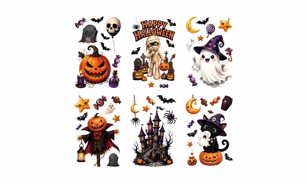 Halloween Static Cling Cartoon Window Glass Decoration Stickers