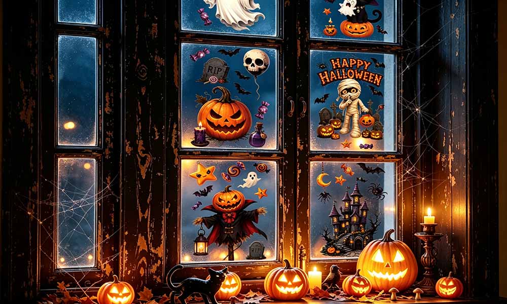 Halloween Static Cling Cartoon Window Glass Decoration Stickers