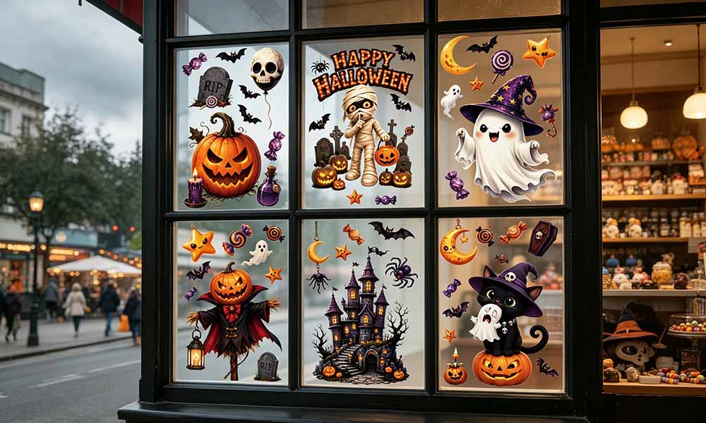 Halloween Static Cling Cartoon Window Glass Decoration Stickers