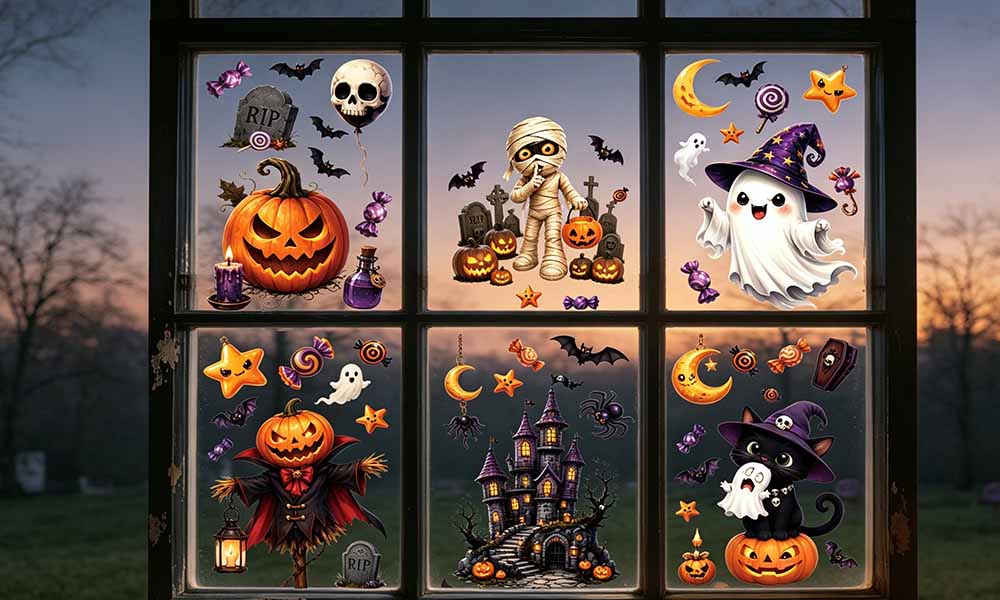 Halloween Static Cling Cartoon Window Glass Decoration Stickers