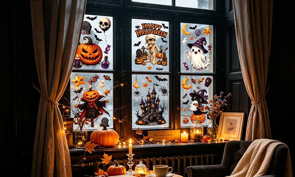 Halloween Static Cling Cartoon Window Glass Decoration Stickers