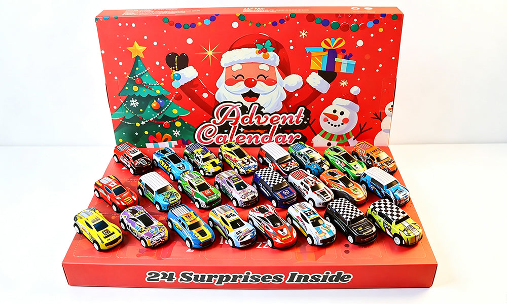 24 Day Christmas Advent Calendar with 24 Die Cast Alloy Toy Cars