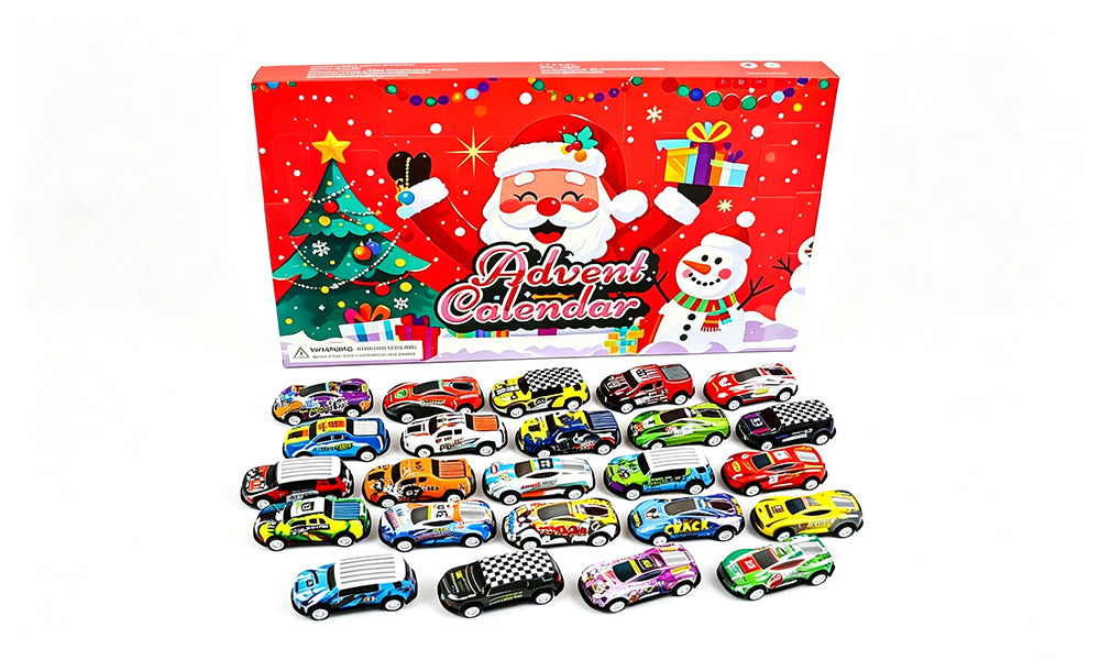 24 Day Christmas Advent Calendar with 24 Die Cast Alloy Toy Cars