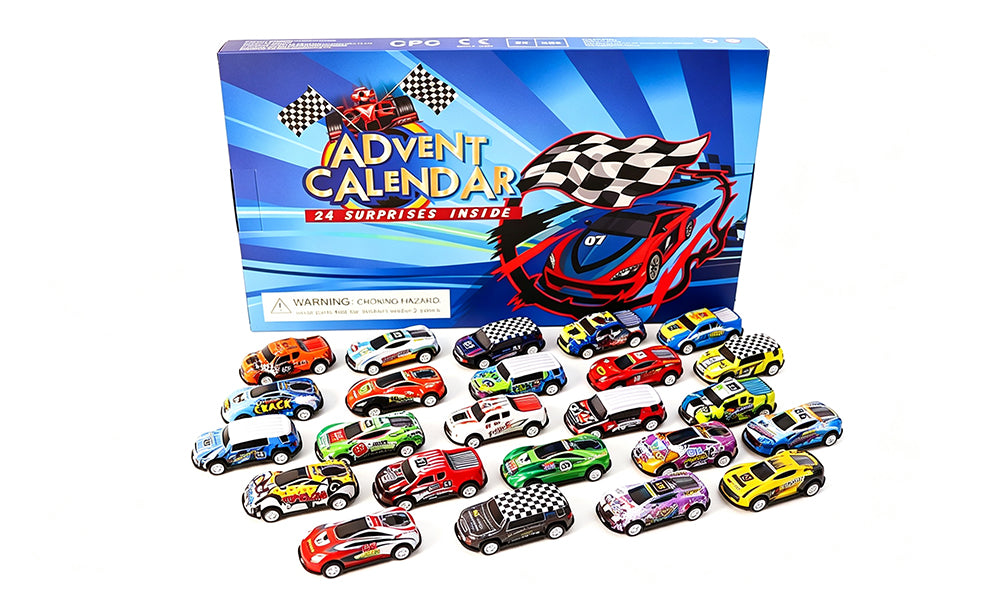 24 Day Christmas Advent Calendar with 24 Die Cast Alloy Toy Cars