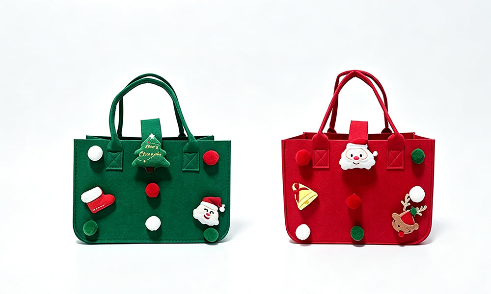 2 PCS Christmas Cartoon Felt Tote Gift Bags