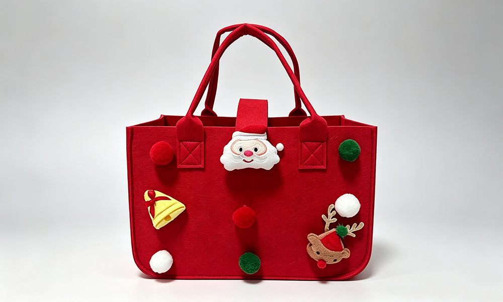 2 PCS Christmas Cartoon Felt Tote Gift Bags