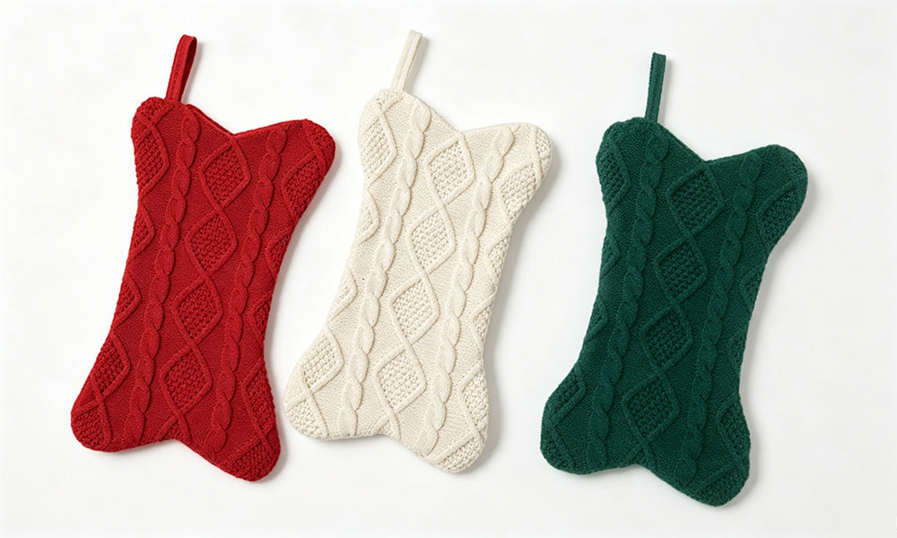 3 PCS Bone Shaped Christmas Stocking Decoration Gift Bags for Pets