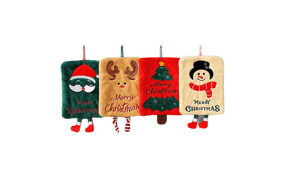 4/8PCS Thick Plush Christmas Hanging Hand Towels with Loops